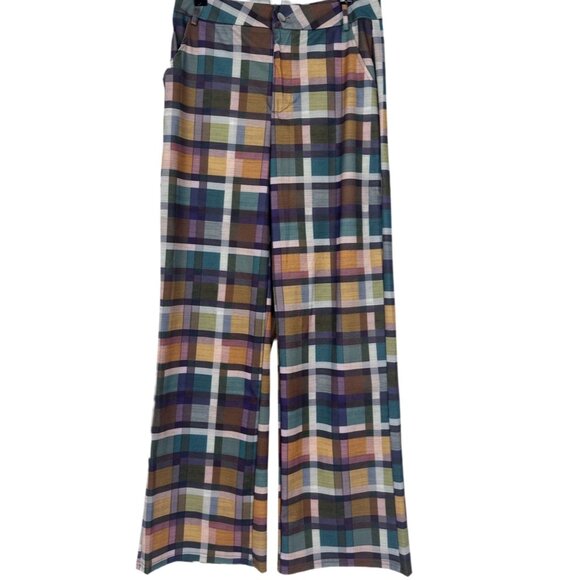No Brand Pants - NWOT Multicolor Plaid Retro Wide Leg Trousers M